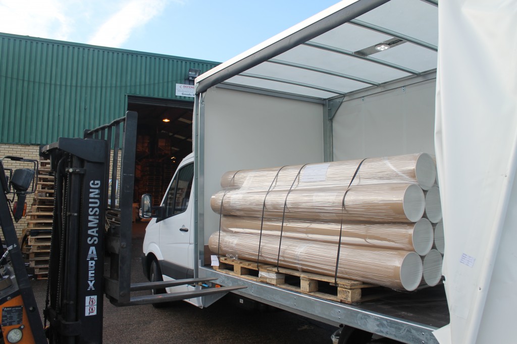 Coventry Couriers Delivering Pallet of Tubes